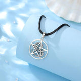 Eudora Sterling Silver Pentagram Snake Necklace Wiccan Pendant