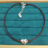 Electroplating 925 Silver Rope Heart Necklace Jewelry