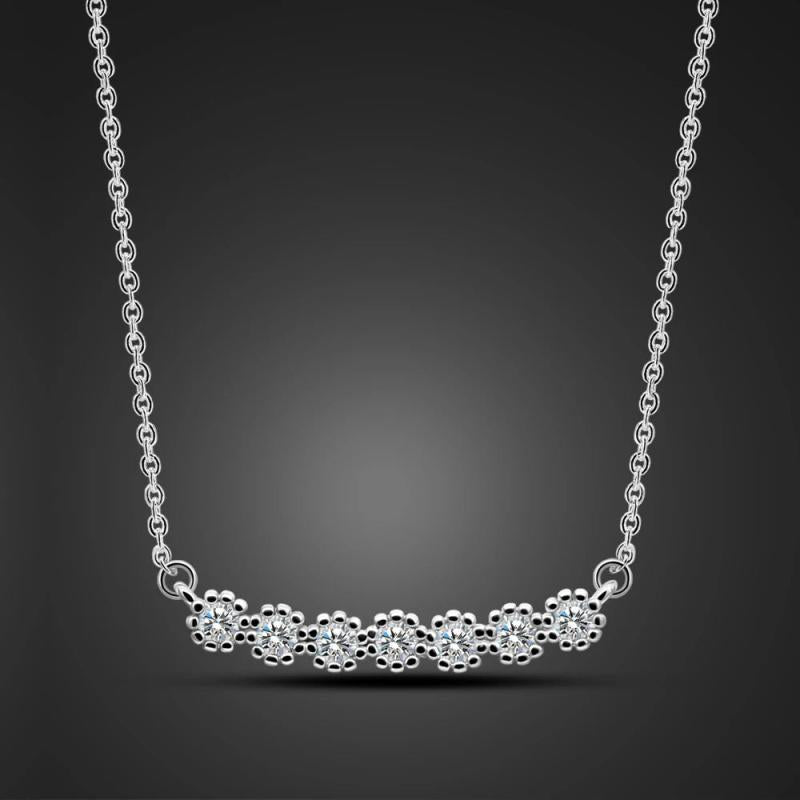 925 Silver Geometric Pendant Chain Necklace Zirconia Choker