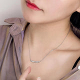 925 Silver Geometric Pendant Chain Necklace Zirconia Choker