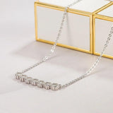925 Silver Geometric Pendant Chain Necklace Zirconia Choker
