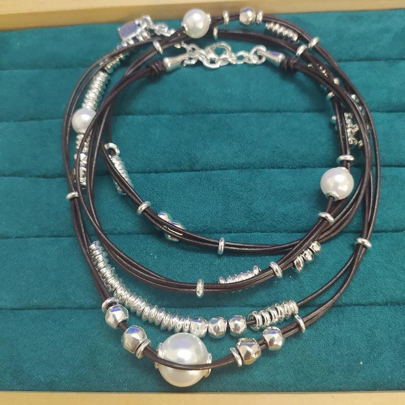 Electroplating Silver Multi-Ropes Chain Necklace