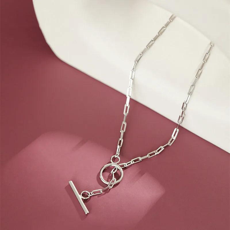 925 Silver Circle Choker Necklace for Women