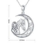 Eudora Sterling Silver Horse & Girl Necklace Moon Celtic Knot Pendant Jewelry