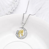 Eudora Sterling Silver Horse & Girl Necklace Moon Celtic Knot Pendant Jewelry