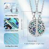 925 Silver Tree of Life Necklace Abalone Pendant BFF Set