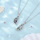 925 Silver Tree of Life Necklace Abalone Pendant BFF Set