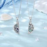 925 Silver Tree of Life Necklace Abalone Pendant BFF Set