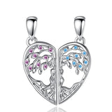 925 Silver Tree of Life BFF Necklace Purple Zircon Sisters Set