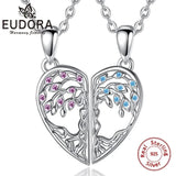 925 Silver Tree of Life BFF Necklace Purple Zircon Sisters Set