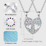 925 Silver Tree of Life BFF Necklace Purple Zircon Sisters Set