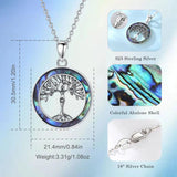 925 Silver Mother Tree of Life Necklace Abalone Shell Pendant Gift