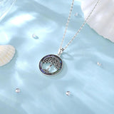 925 Silver Mother Tree of Life Necklace Abalone Shell Pendant Gift