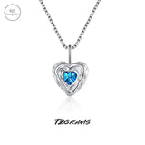 925 Silver Lab Diamond Necklace Heart Shape Platinum Glossy Jewelry