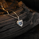 925 Silver Lab Diamond Necklace Heart Shape Platinum Glossy Jewelry