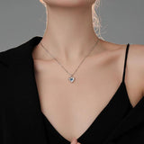 925 Silver Lab Diamond Necklace Heart Shape Platinum Glossy Jewelry