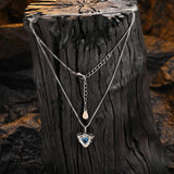 925 Silver Lab Diamond Necklace Heart Shape Platinum Glossy Jewelry