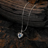 925 Silver Lab Diamond Necklace Heart Shape Platinum Glossy Jewelry