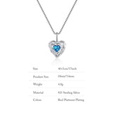 925 Silver Lab Diamond Necklace Heart Shape Platinum Glossy Jewelry
