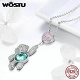 925 Silver Bear & Heart Choker Necklace