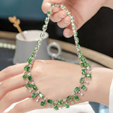 Emerald Cubic Zirconia Silver Neck Choker for Women