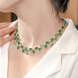 Emerald Cubic Zirconia Silver Neck Choker for Women