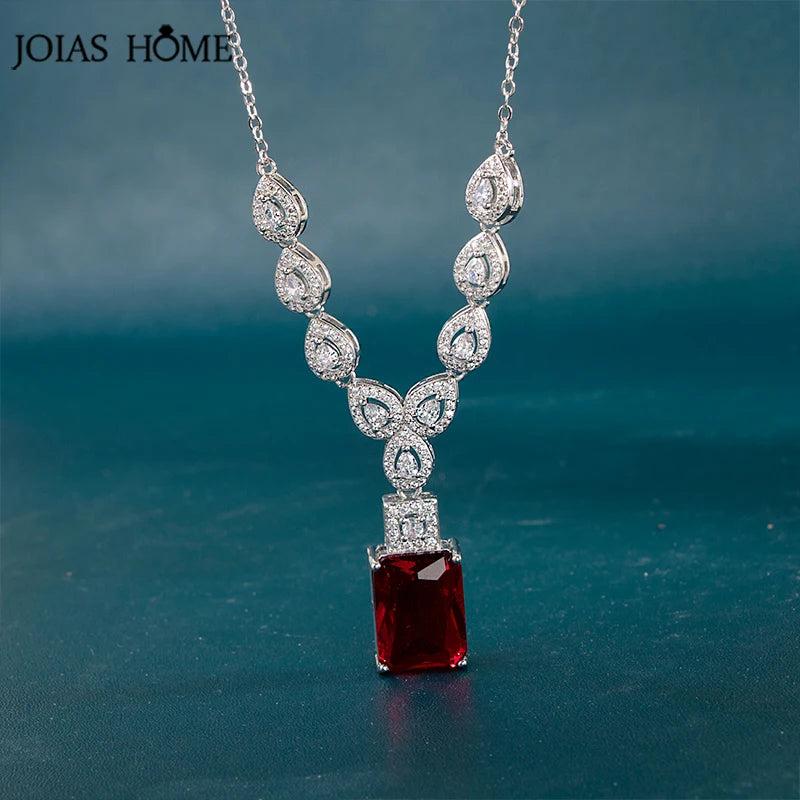 Silver Ruby Gemstone Pendant Necklace 925 Silver Zircon Stone Jewelry