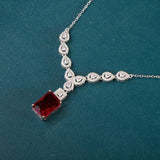 Silver Ruby Gemstone Pendant Necklace 925 Silver Zircon Stone Jewelry