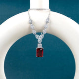Silver Ruby Gemstone Pendant Necklace 925 Silver Zircon Stone Jewelry
