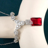 Silver Ruby Gemstone Pendant Necklace 925 Silver Zircon Stone Jewelry
