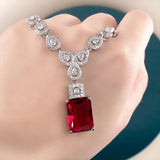 Silver Ruby Gemstone Pendant Necklace 925 Silver Zircon Stone Jewelry