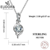 925 Silver Water Drop Pendant Necklace CZ Charm Choker