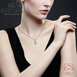 925 Silver Water Drop Pendant Necklace CZ Charm Choker