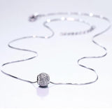 Small Ball Necklace Real 925 Sterling Silver Pendant Zirconia