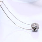 Small Ball Necklace Real 925 Sterling Silver Pendant Zirconia