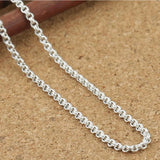 Sterling Silver Double Round Circle Chain Necklace 2mm Thick