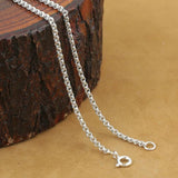 Sterling Silver Double Round Circle Chain Necklace 2mm Thick
