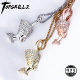 925 Silver Egyptian Pharaoh Pendant Iced Hip Hop Zircon Pendant