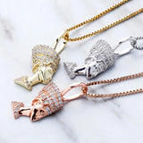 925 Silver Egyptian Pharaoh Pendant Iced Hip Hop Zircon Pendant