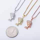 925 Silver Egyptian Pharaoh Pendant Iced Hip Hop Zircon Pendant
