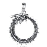 925 Silver Dragon Necklace Round Dragon Pendant Fine Jewelry for Men