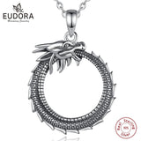 925 Silver Dragon Necklace Round Dragon Pendant Fine Jewelry for Men