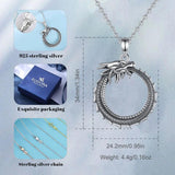 925 Silver Dragon Necklace Round Dragon Pendant Fine Jewelry for Men