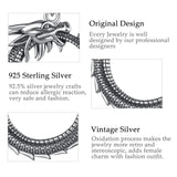 925 Silver Dragon Necklace Round Dragon Pendant Fine Jewelry for Men