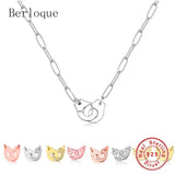 925 Silver Zircon Handcuff Pendant Necklace Punk Rock Crystal Lock Dangle