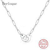 925 Silver Zircon Handcuff Pendant Necklace Punk Rock Crystal Lock Dangle