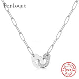 925 Silver Zircon Handcuff Pendant Necklace Punk Rock Crystal Lock Dangle