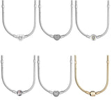 925 Silver Love Heart Clasp Crystal Snake Chain Necklace Wedding Gift