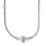 925 Silver Love Heart Clasp Crystal Snake Chain Necklace Wedding Gift
