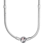 925 Silver Love Heart Clasp Crystal Snake Chain Necklace Wedding Gift